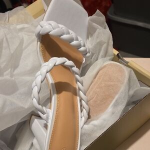 White Braided Strappy Block Heels